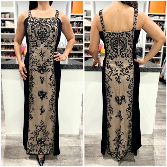 Jovani Black Soutache Lace Embellished Formal Gown $395